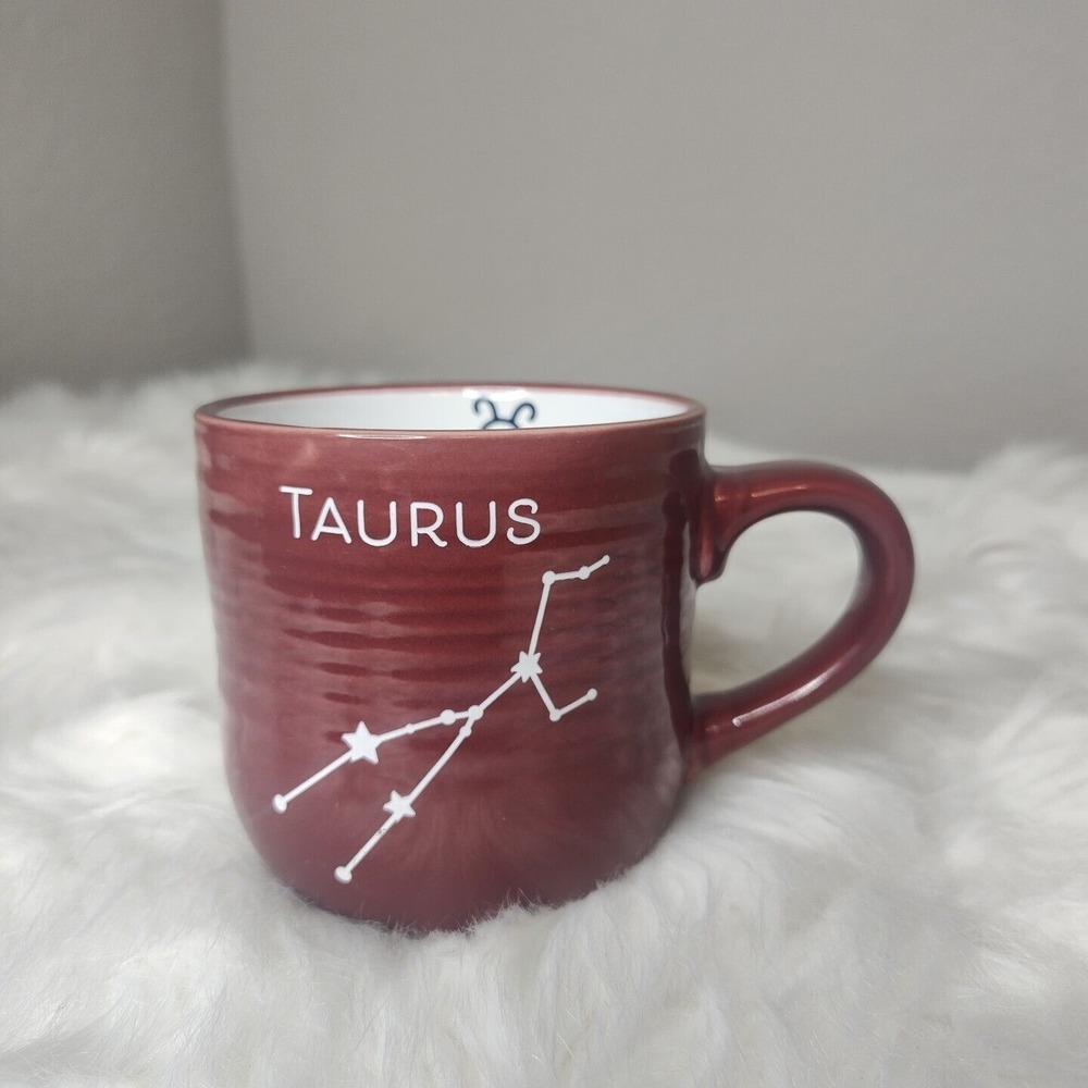 Zodiac Taurus Coffee Mug Tea‎ Cup Latte Horoscope Gift Astrology Maroon The Bull